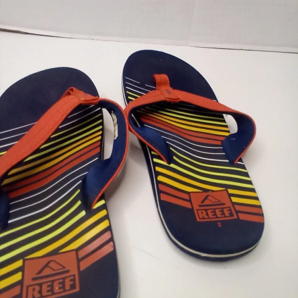 Reef Flip Flops Boys 2 Kids Rainbow Colorful Pre-owned